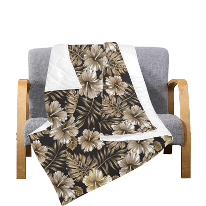 Brown Hibiscus Tropical Premium Quilt