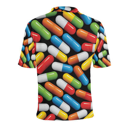 Pill Pattern Print Design A02 Men Polo Shirt