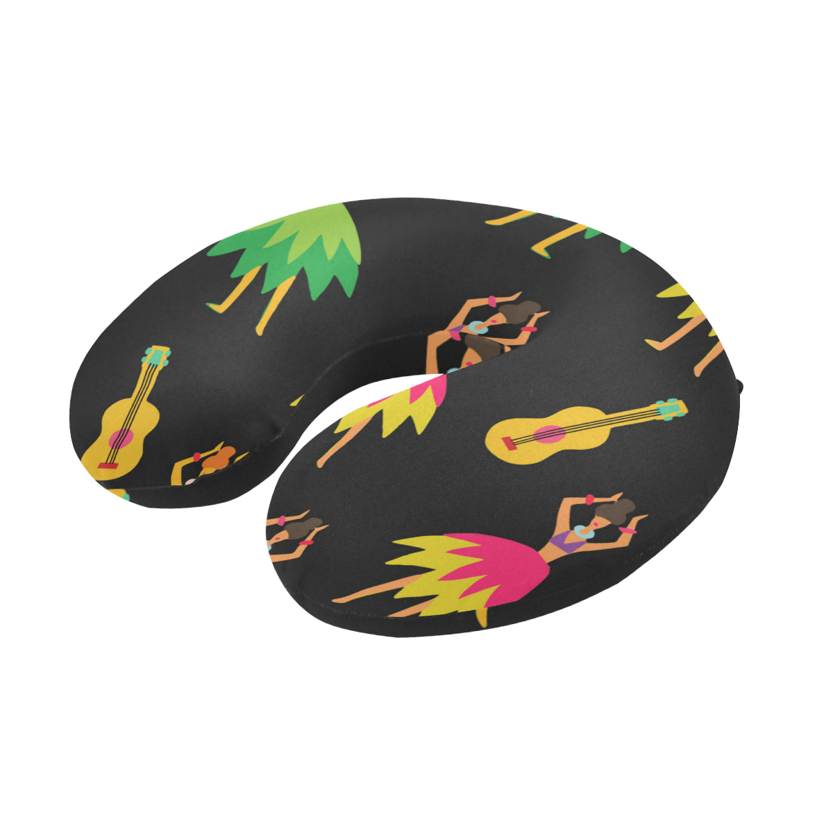 Hula Dancers Hawaiian Girl Pattern Print Design 03 U-Shaped Travel Neck Pillow
