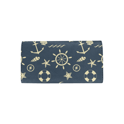 Nautical Pattern Print Design A01 Women's Trifold Wallet