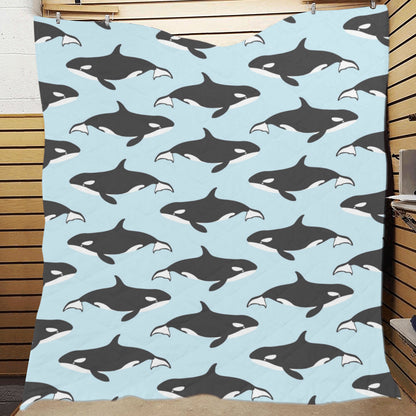 Killer Whale Pattern Print Design 01 Premium Quilt