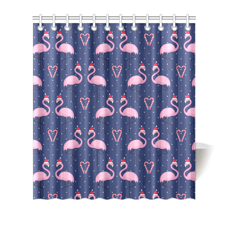 Flamingo Christmas Shower Curtain