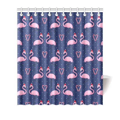 Flamingo Christmas Shower Curtain