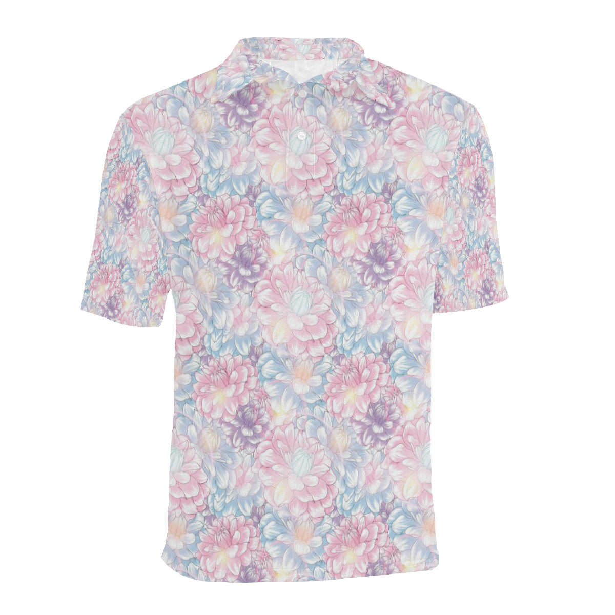 Dahlia Pattern Print Design 01 Men Polo Shirt