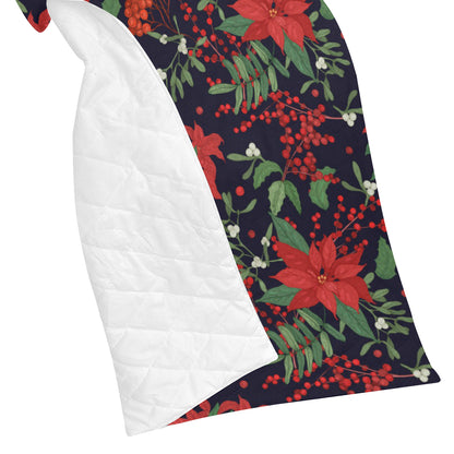 Poinsettia Pattern Print Design POT02 Premium Quilt