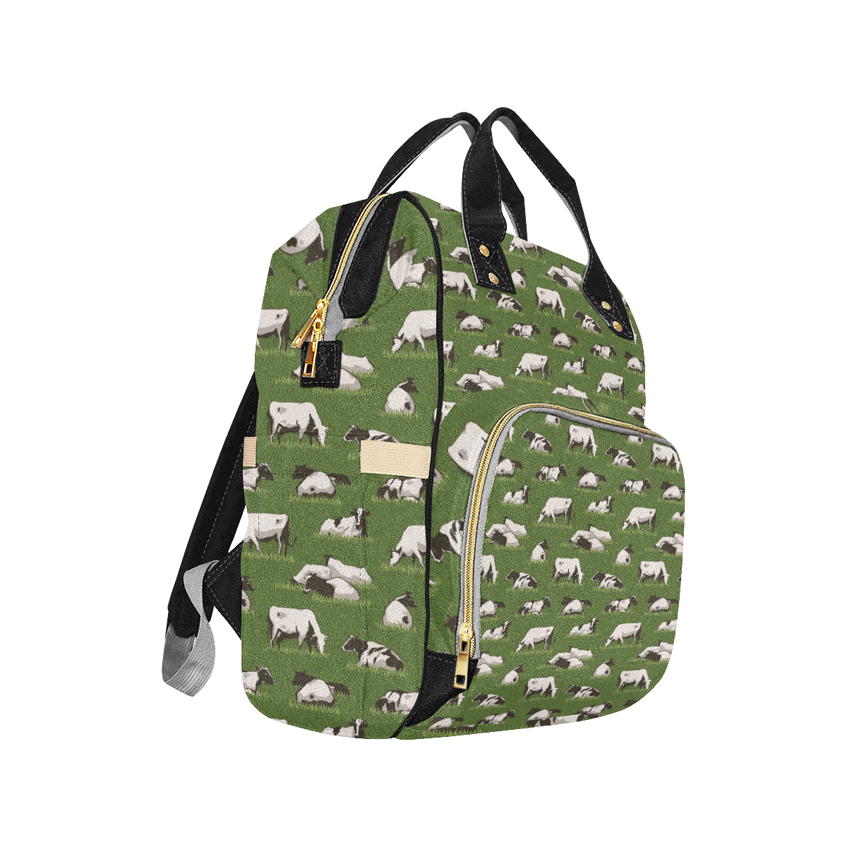 Cow on Grass Print Pattern Diaper Bag Backpack