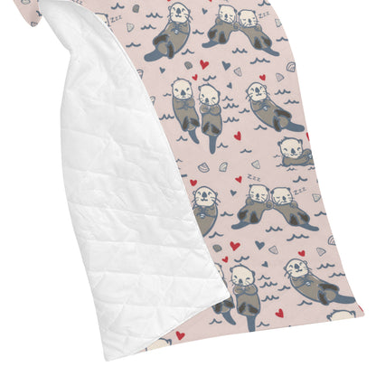 Sea Otter Pattern Print Design 02 Premium Quilt