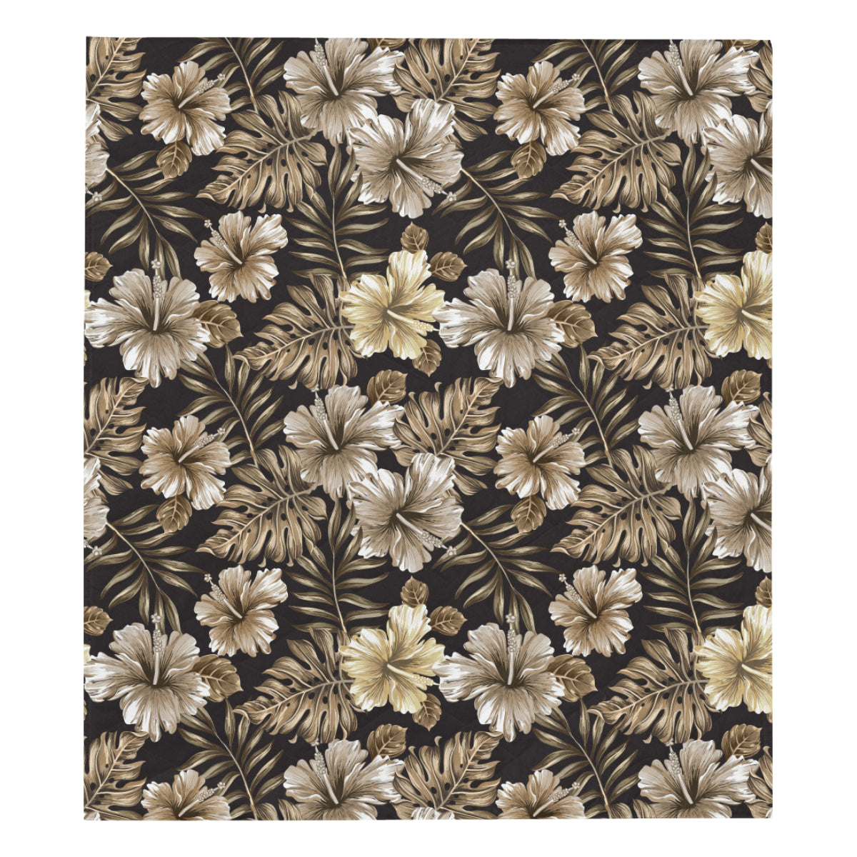 Brown Hibiscus Tropical Premium Quilt