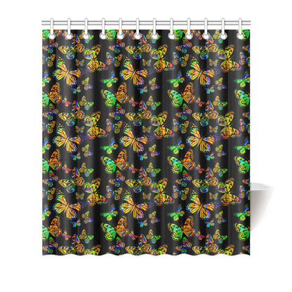 Butterfly Neon Color Print Pattern Shower Curtain