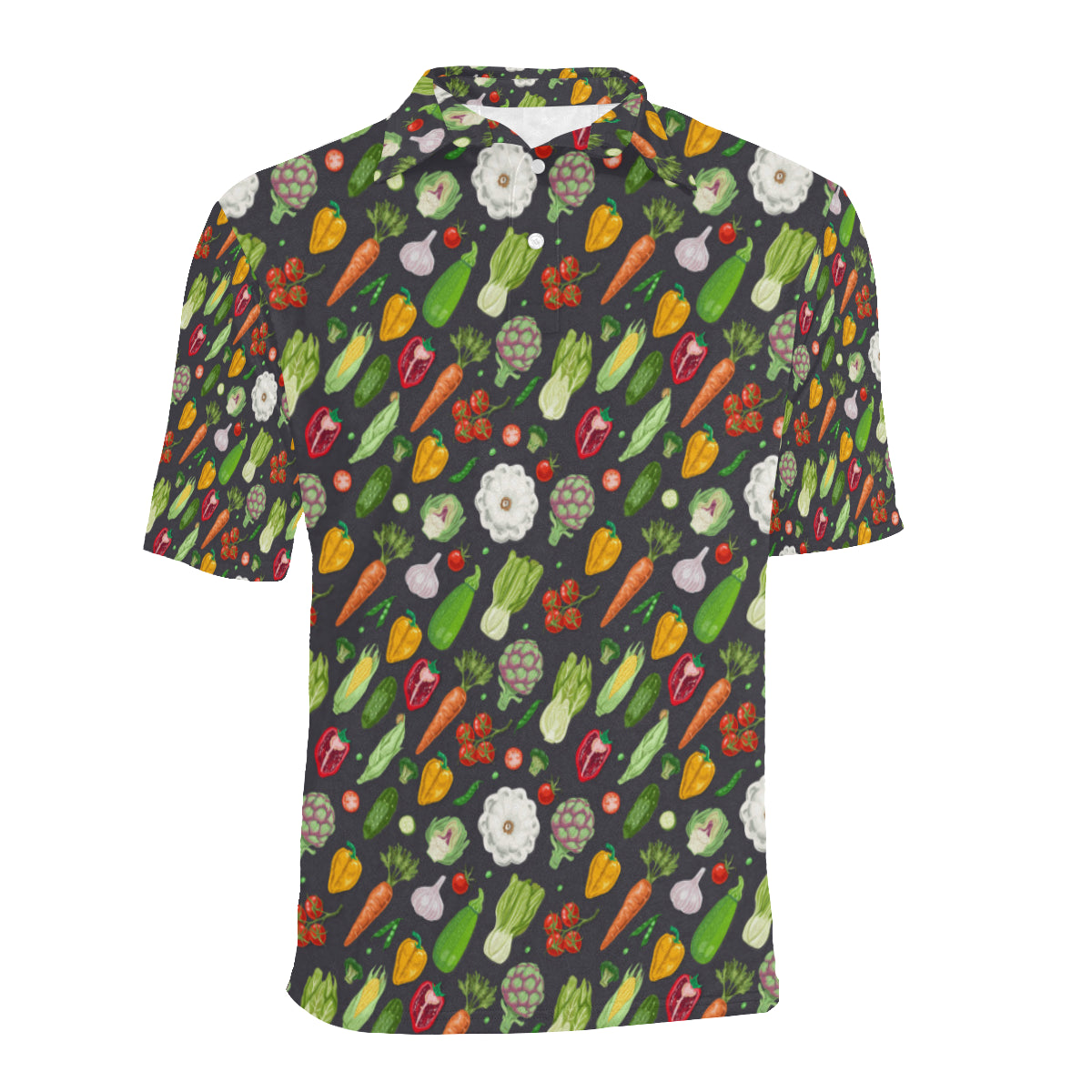 Vegan Pattern Themed Design Print Men Polo Shirt