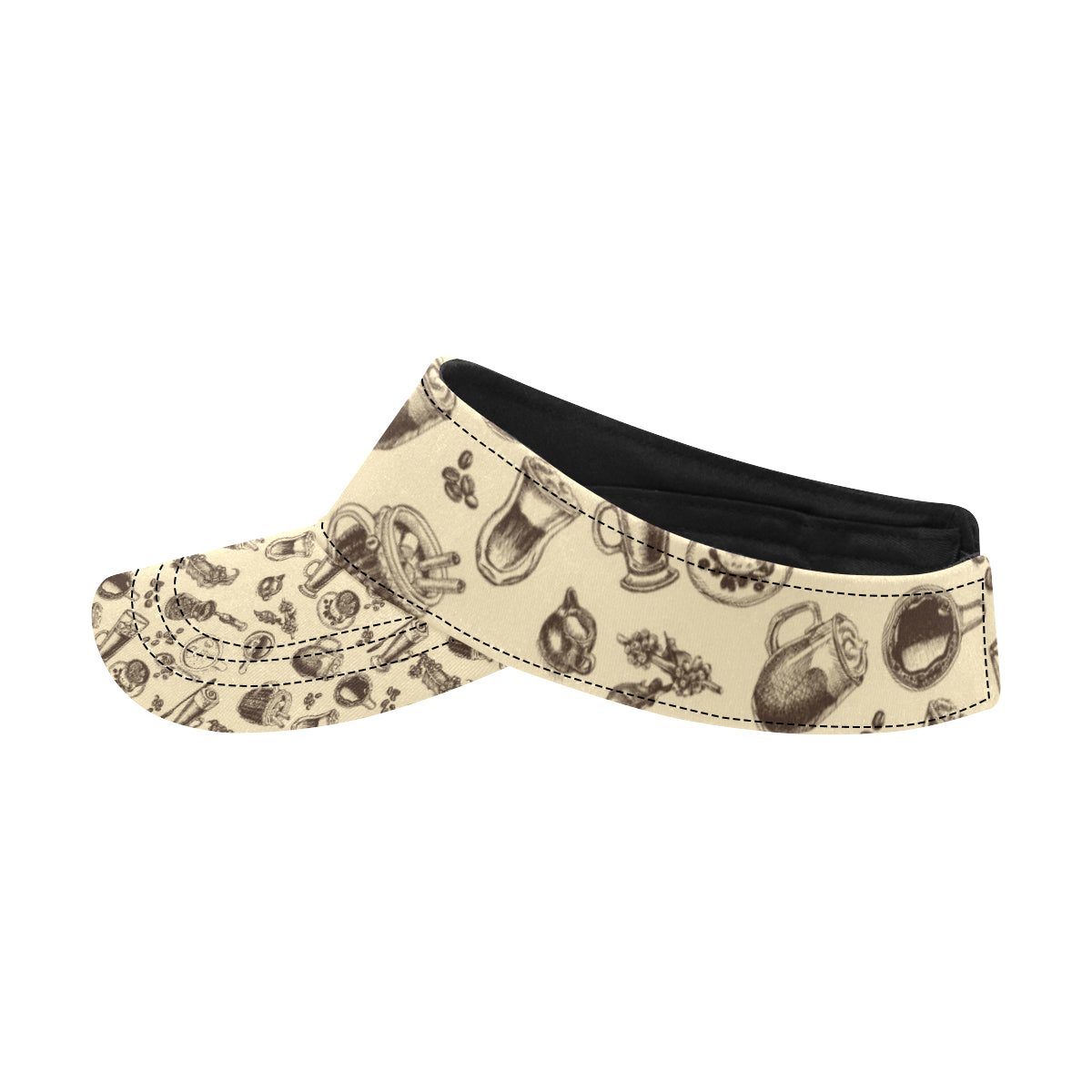 Coffee Pattern Print Design 05 Unisex Sun Visor