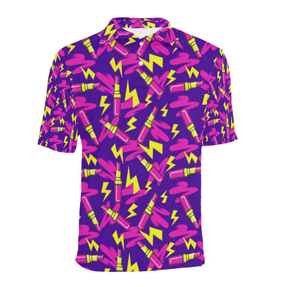 Lipstick Pattern Print Design LT04 Men Polo Shirt