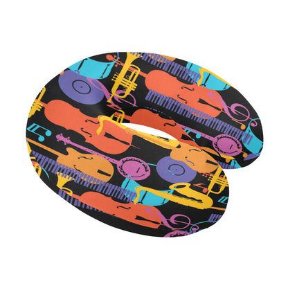 Jazz Pattern Print Design 03 U-Shaped Travel Neck Pillow