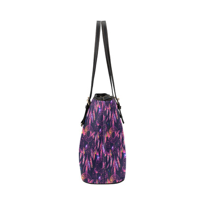 Dream catcher neon Leather Tote Bag