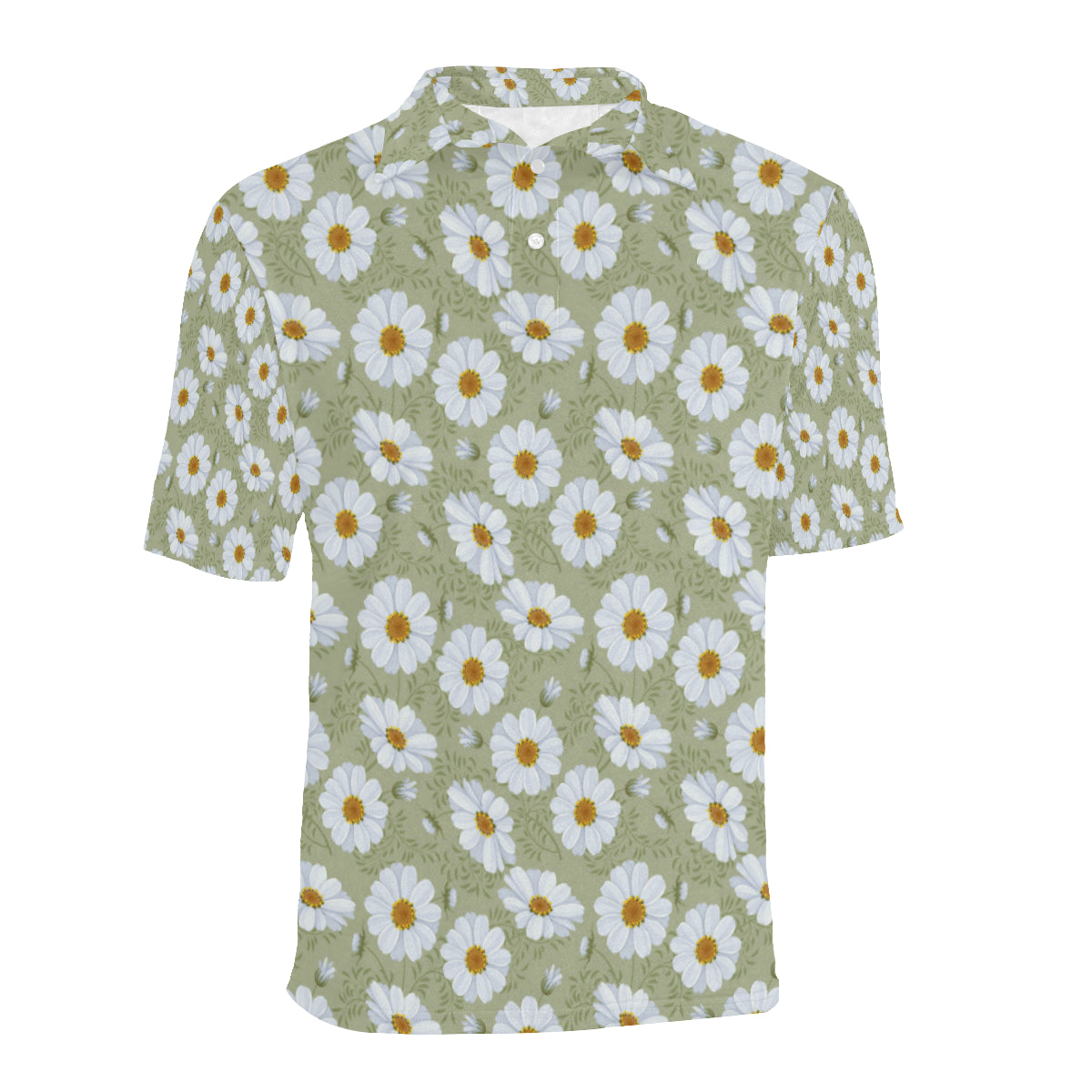 Daisy Yellow Print Pattern Men Polo Shirt