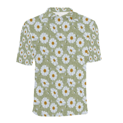 Daisy Yellow Print Pattern Men Polo Shirt
