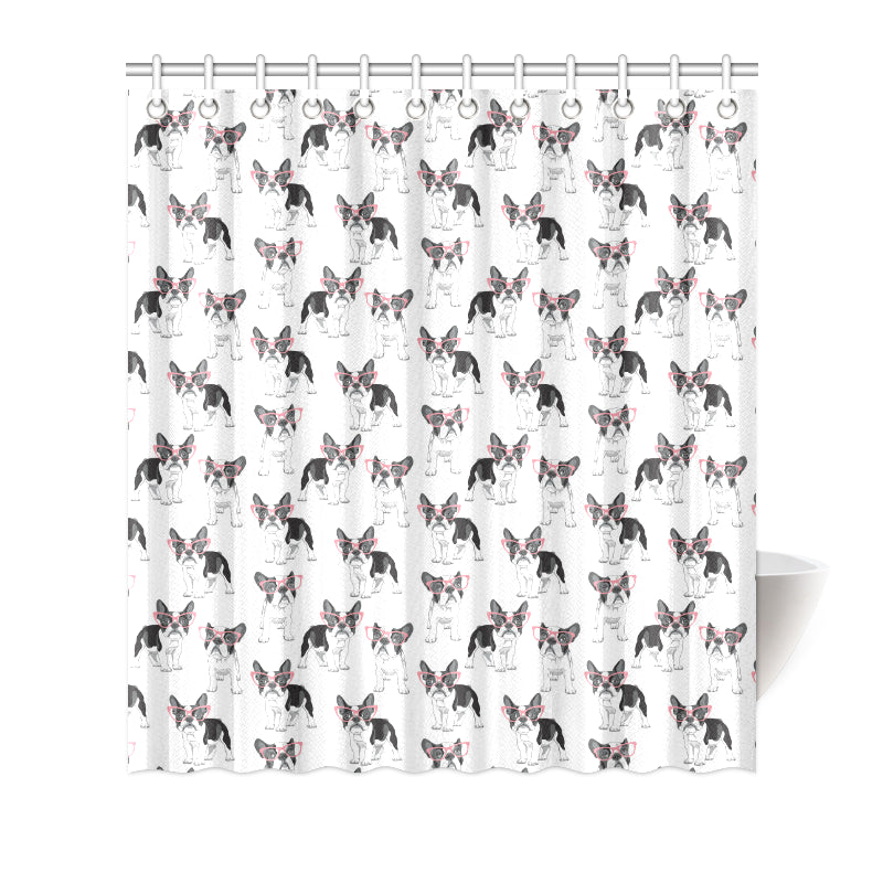 Boston Terrier Pattern Print Design 03 Shower Curtain