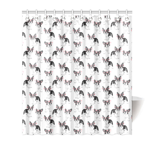 Boston Terrier Pattern Print Design 03 Shower Curtain