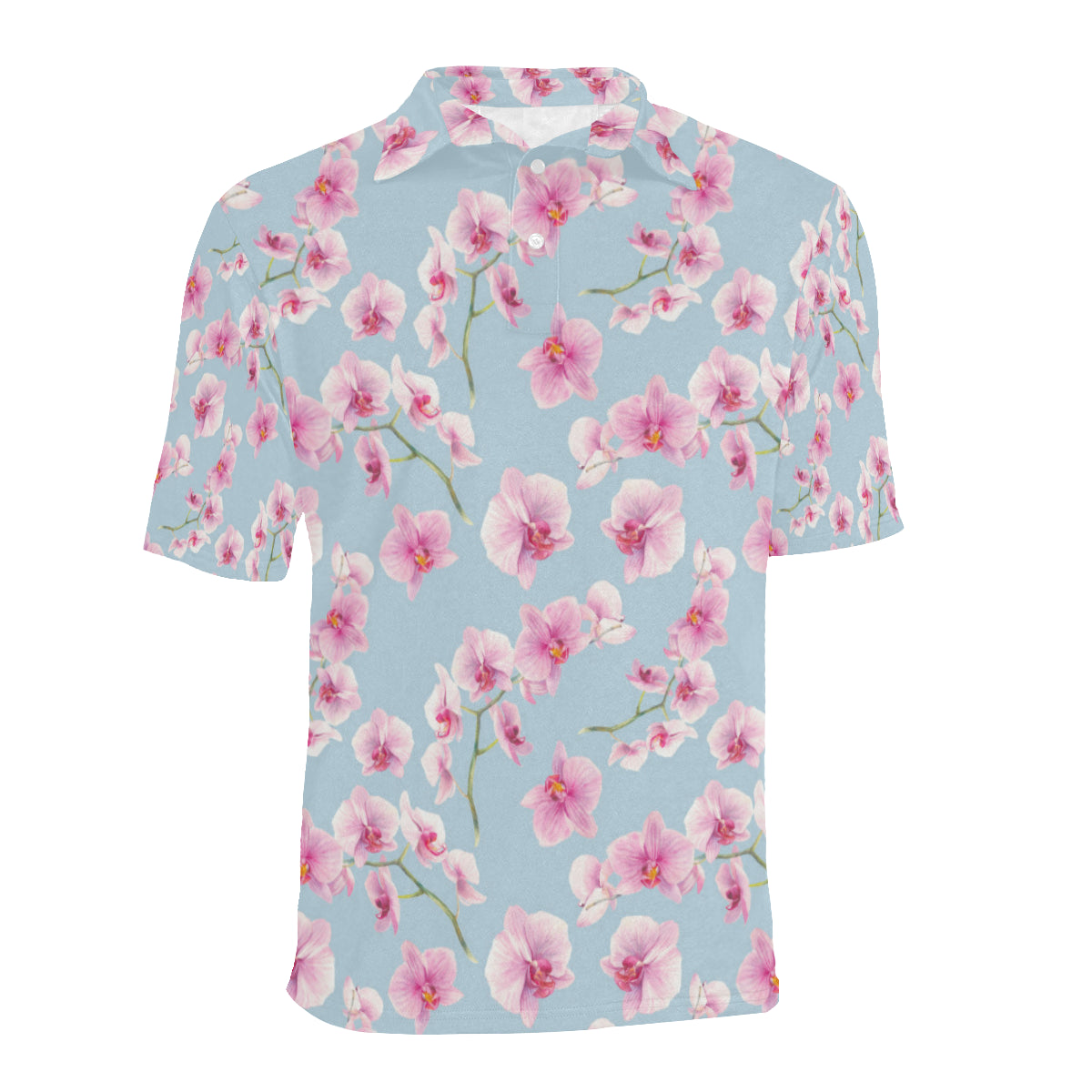 Orchid Pattern Print Design A01 Men Polo Shirt