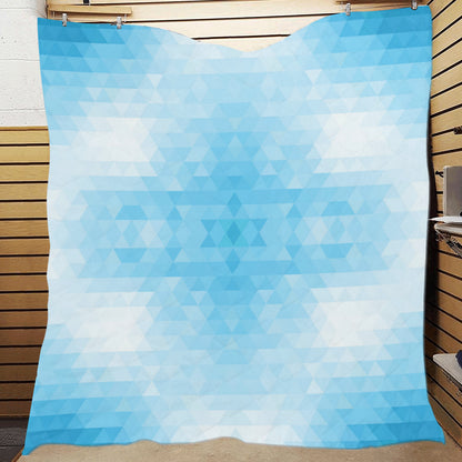Geometric Blue Pattern Print Design 01 Premium Quilt