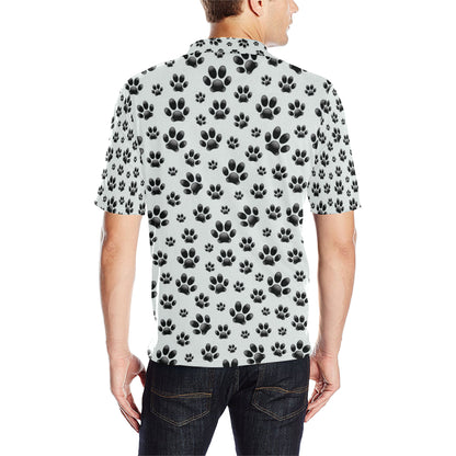 Paw Themed Print Men Polo Shirt