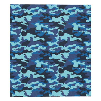 Camo Blue Pattern Print Design 04 Premium Quilt