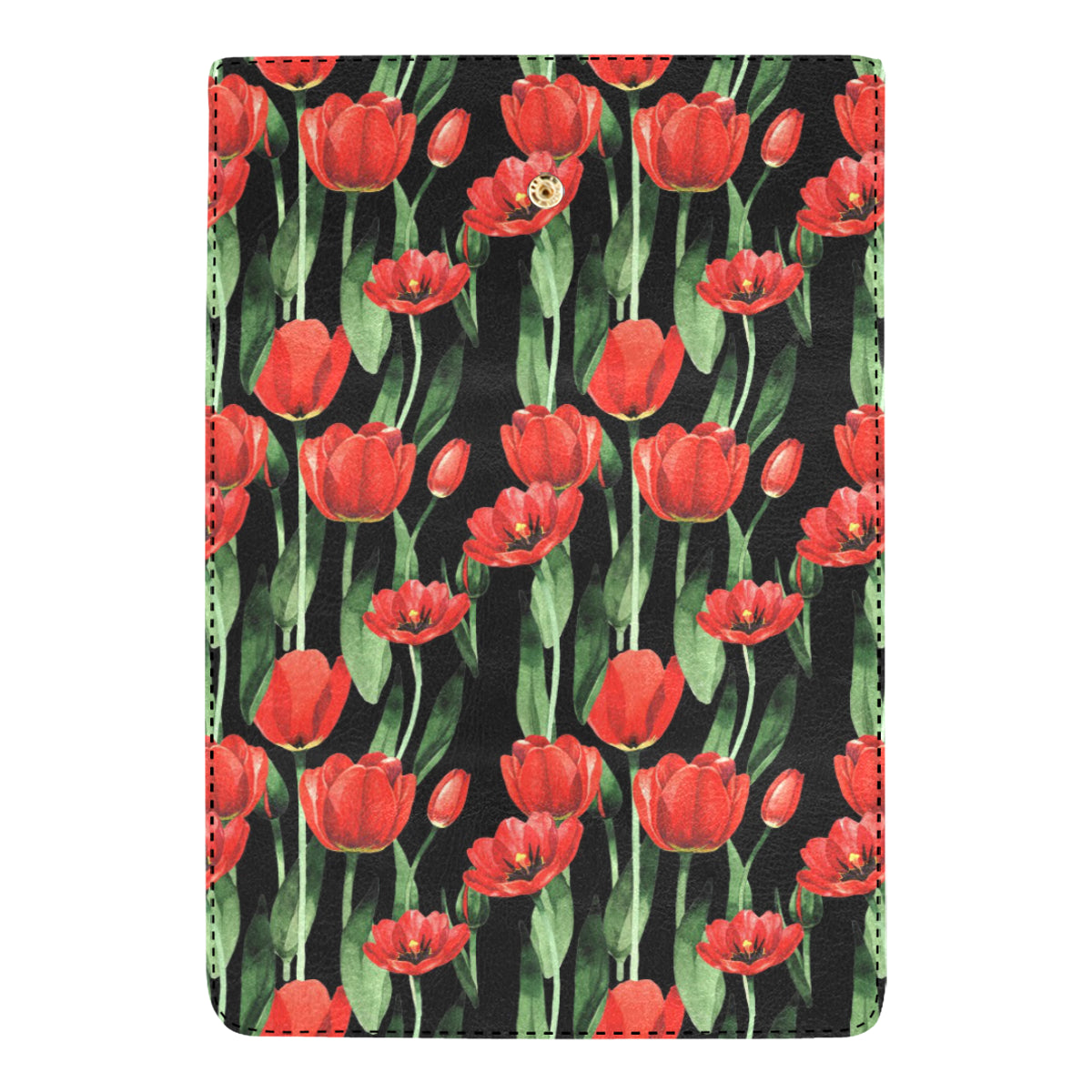 Tulip Red Pattern Print Design TP03 Women's Trifold Wallet
