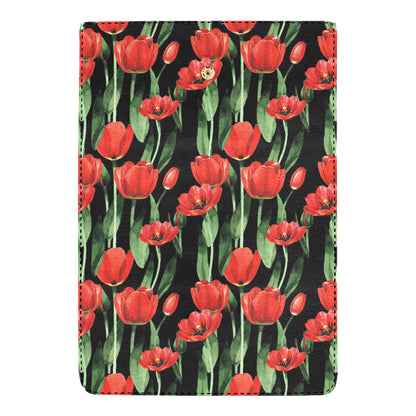Tulip Red Pattern Print Design TP03 Women's Trifold Wallet