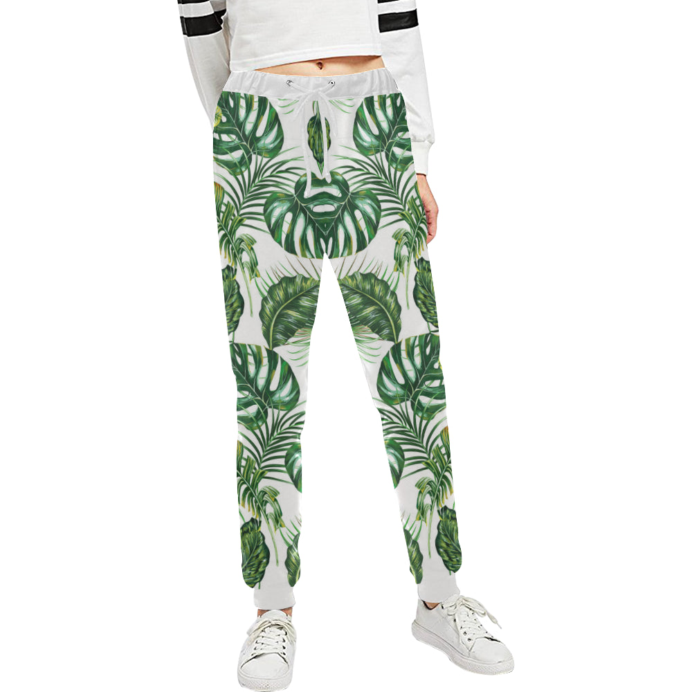 Green Pattern Tropical Palm Leaves Unisex Sweatpants
