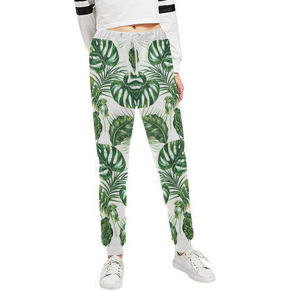 Green Pattern Tropical Palm Leaves Unisex Sweatpants