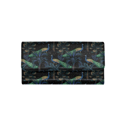 Rainforest Peacock Pattern Print Design A04 Women's Trifold Wallet