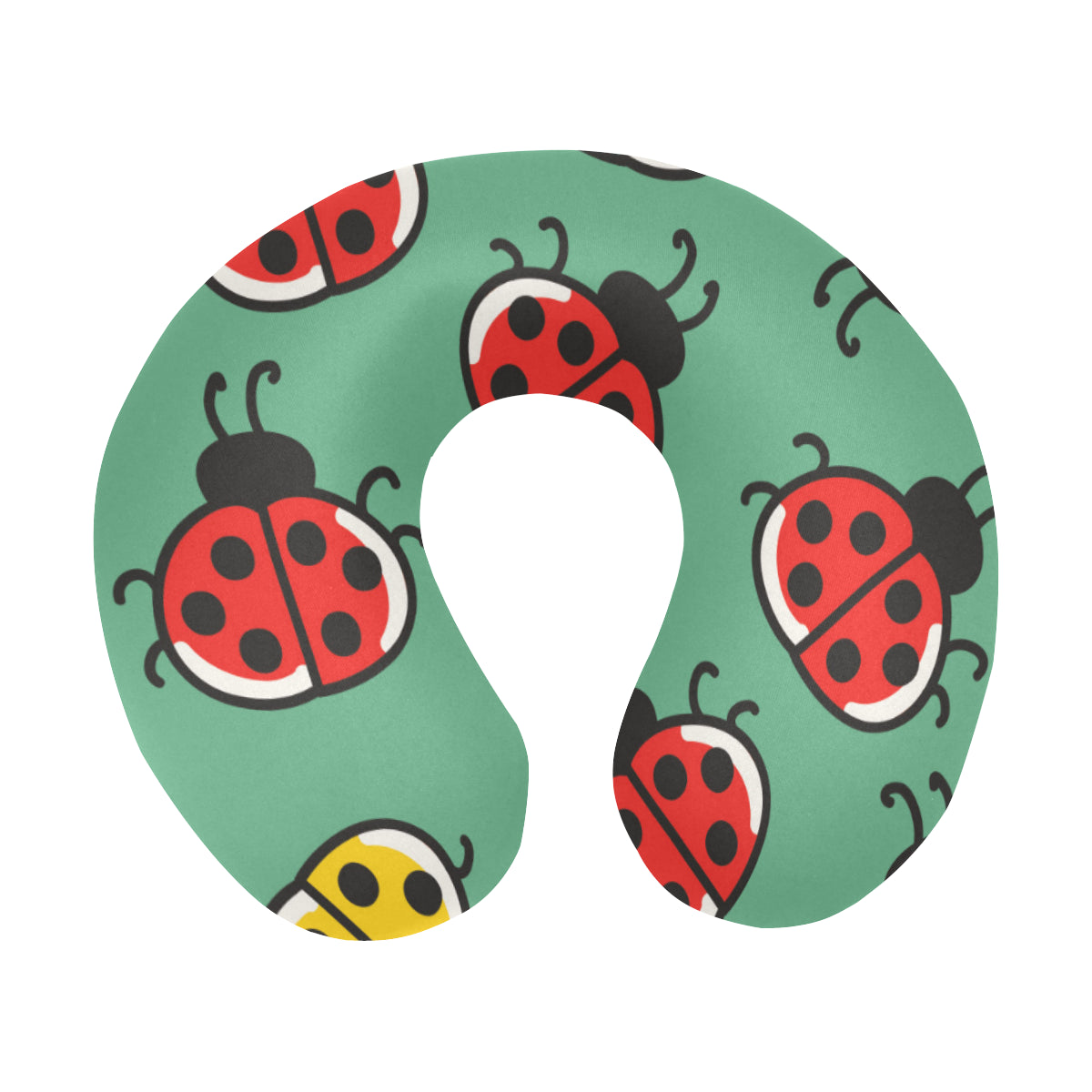 Ladybug Pattern Print Design 02 U-Shaped Travel Neck Pillow