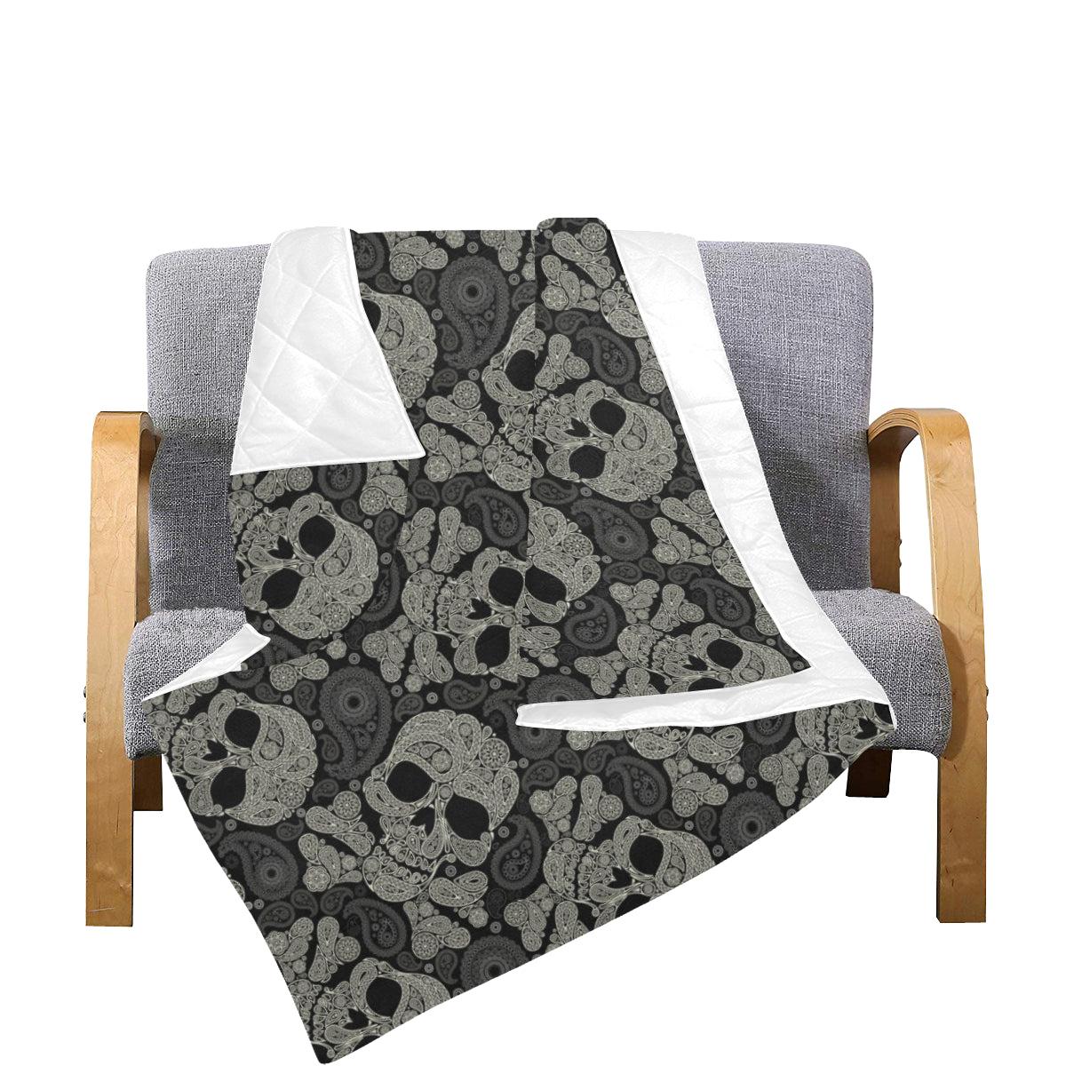 Paisley Skull Pattern Print Design A01 Premium Quilt