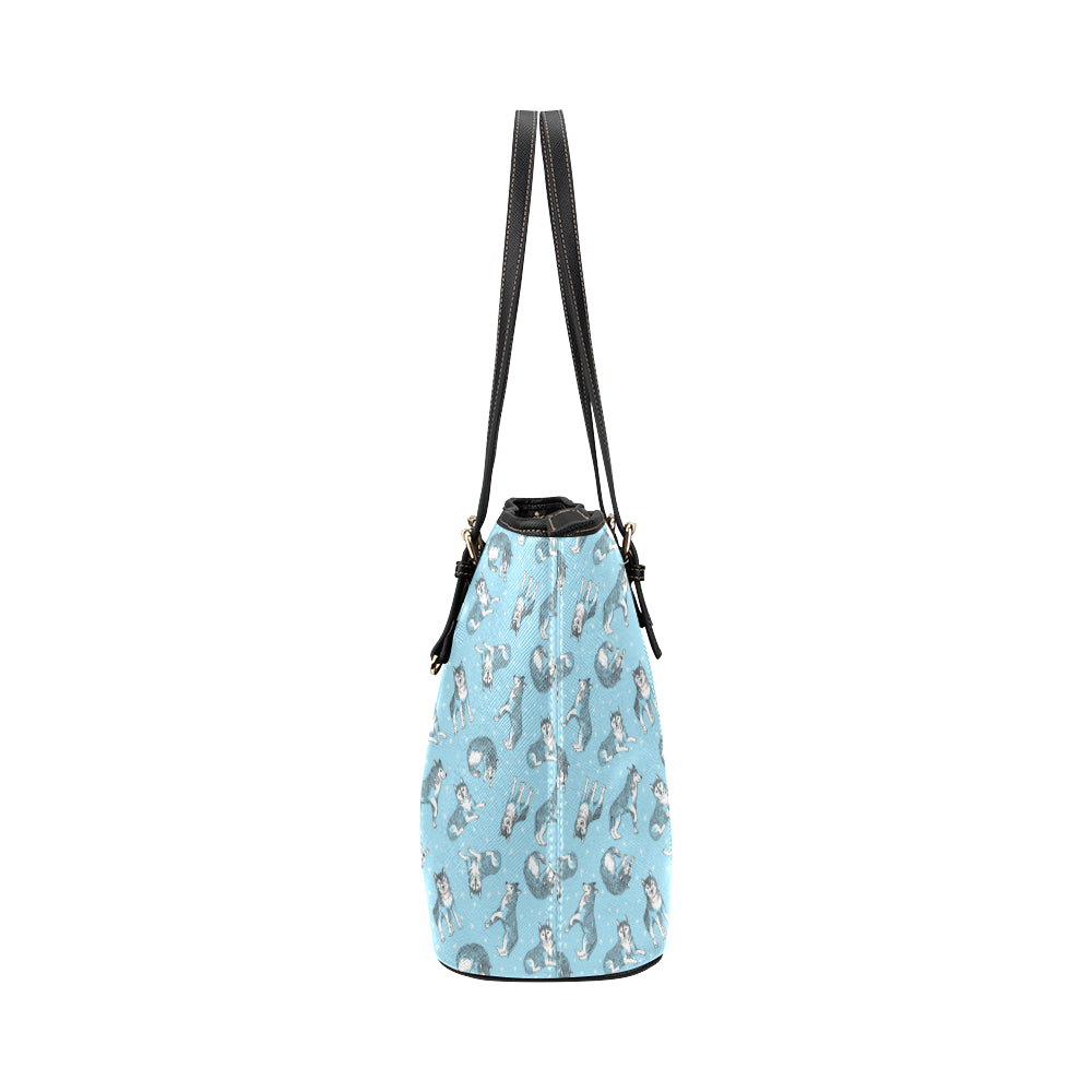 Wolf Design Print Pattern Leather Tote Bag