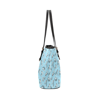 Wolf Design Print Pattern Leather Tote Bag