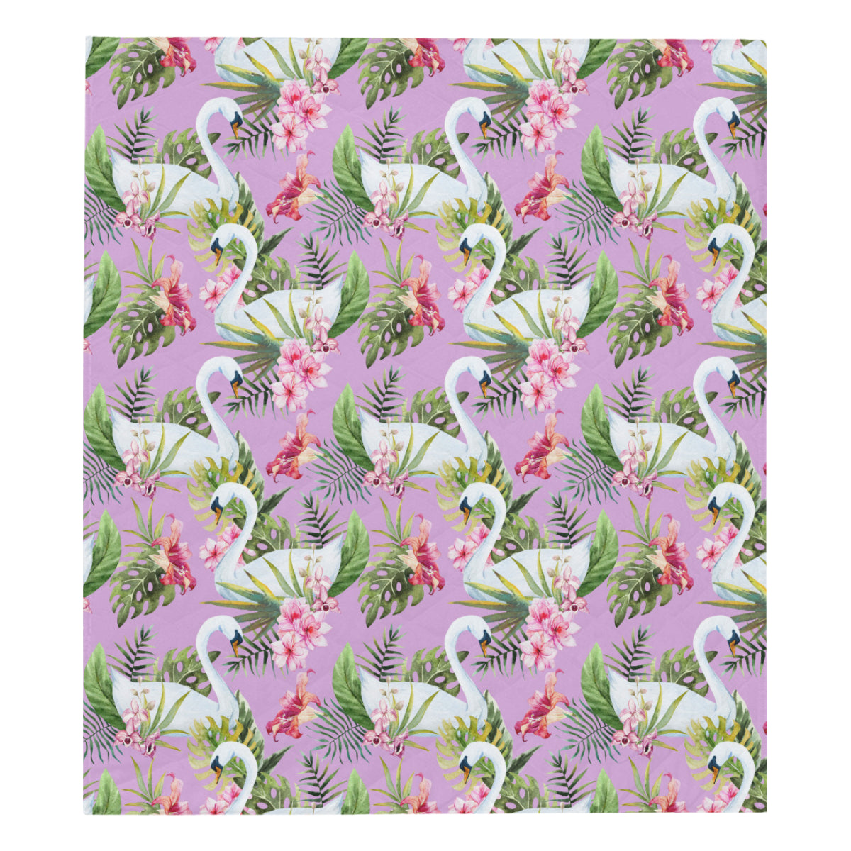 Swan with Flower Pattern Print Design 01 Premium Quilt