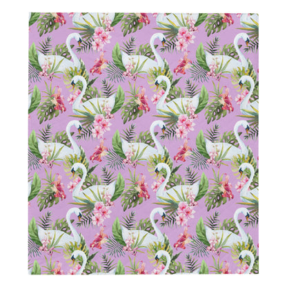 Swan with Flower Pattern Print Design 01 Premium Quilt