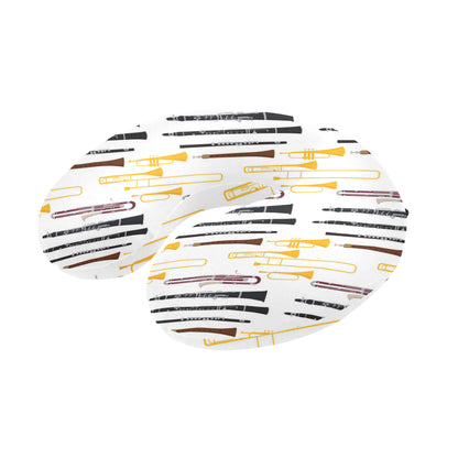 Clarinet Pattern Print Design 01 U-Shaped Travel Neck Pillow