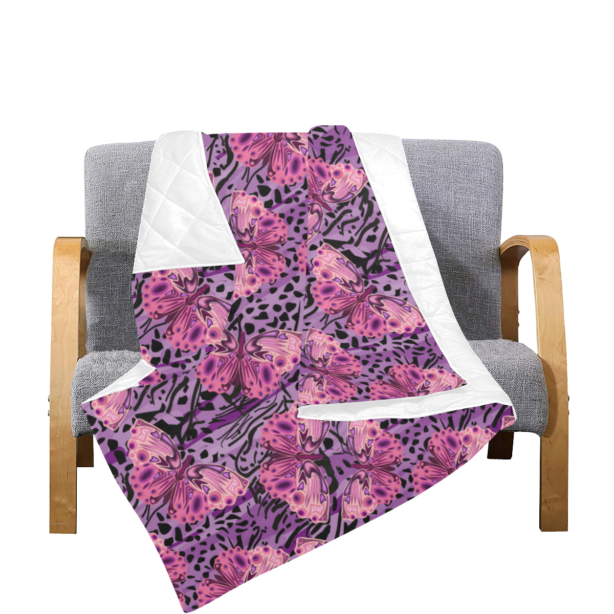 Purple Butterfly Leopard Premium Quilt