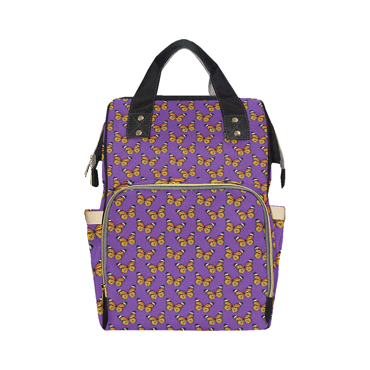 Monarch Butterfly Purple Print Pattern Diaper Bag Backpack
