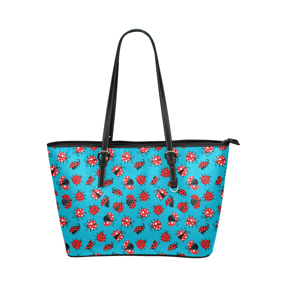 Ladybug Action Print Pattern Leather Tote Bag