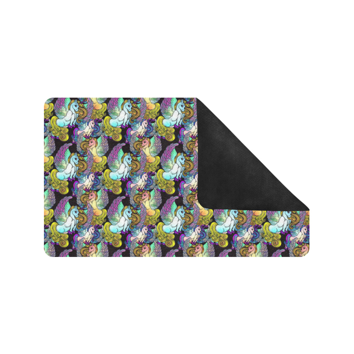 Unicorn With Wings Print Pattern Rubber Doormat