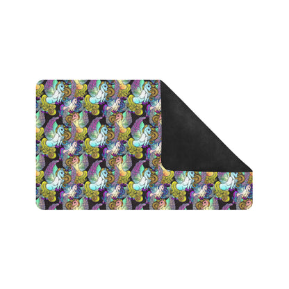 Unicorn With Wings Print Pattern Rubber Doormat
