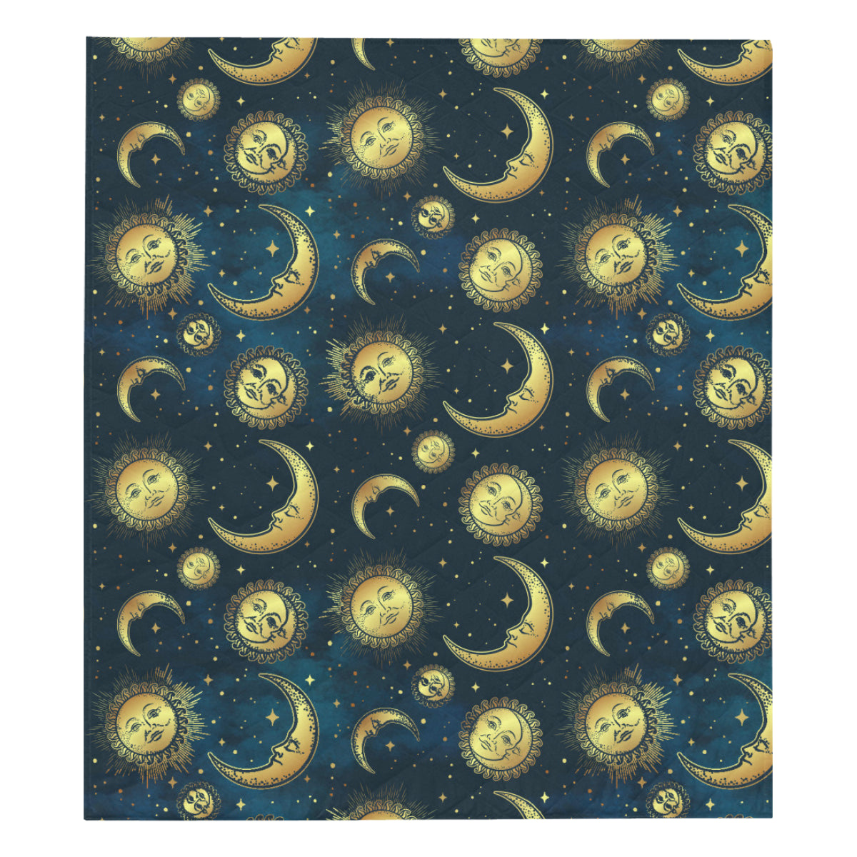 Gold Sun Moon Face Premium Quilt