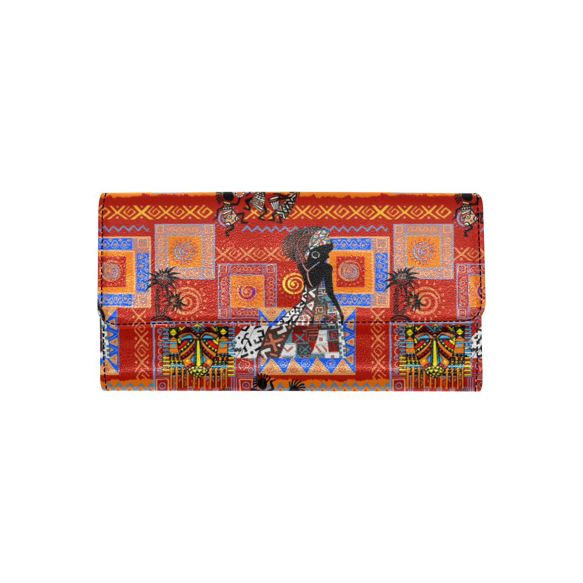 African Print Pattern Women's Trifold Wallet