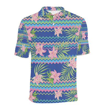 Lily Pattern Print Design LY015 Men Polo Shirt