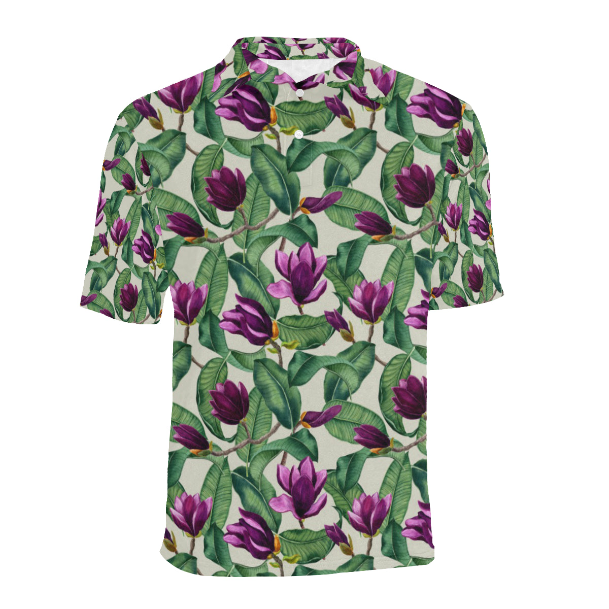 Magnolia Pattern Print Design MAG07 Men Polo Shirt