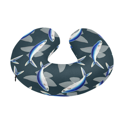 Flying Fish Pattern Print Design 04 U-Shaped Travel Neck Pillow
