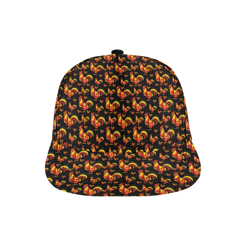 Rooster Print Themed Snapback Cap