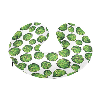 Brussels Sprouts Pattern Print Design 02 U-Shaped Travel Neck Pillow